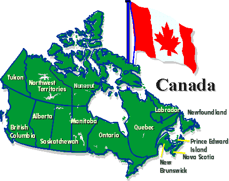 Provinces & Territories of Canada -- map