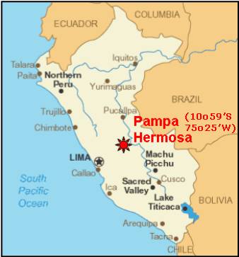 Map of Peru showing Pamap Hermosa