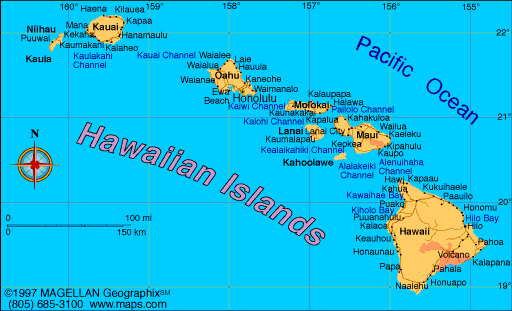 maps of hawaiian islands. Map of Hawaii
