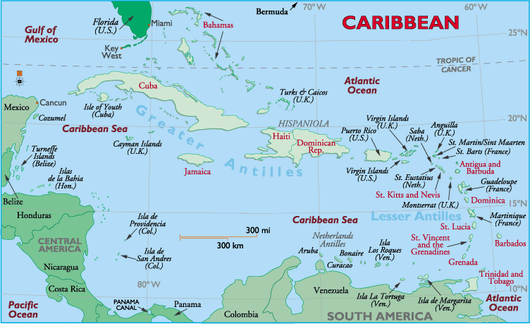 Caribbean Map, Caribbean Islands, Map of the Caribbean, West Indies Map