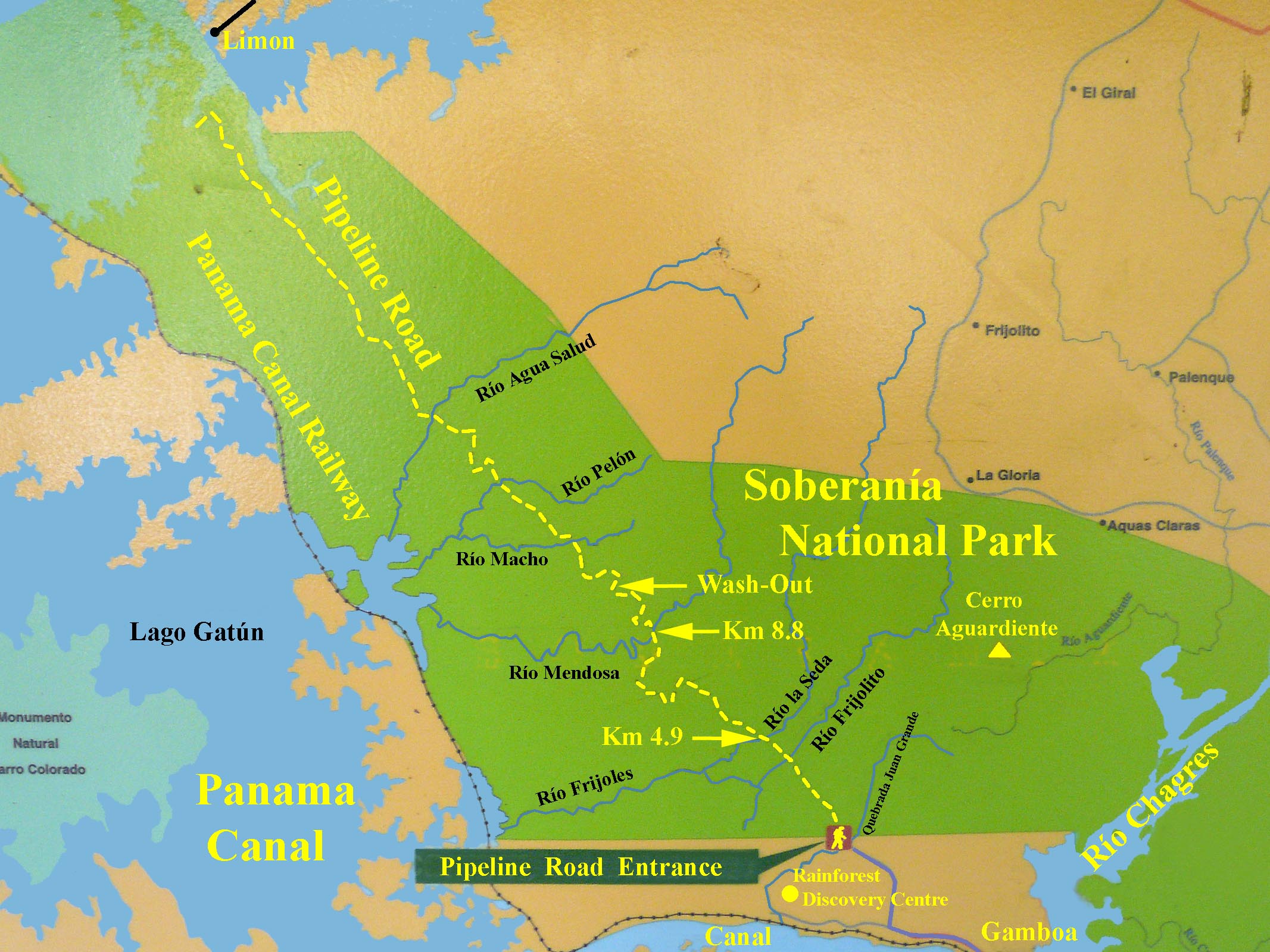 Map of the Pipeline Road, Panama