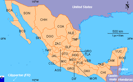 Interactive Map of States of Mexico