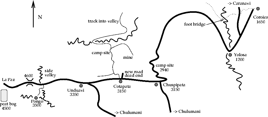 Map of Coroico Road